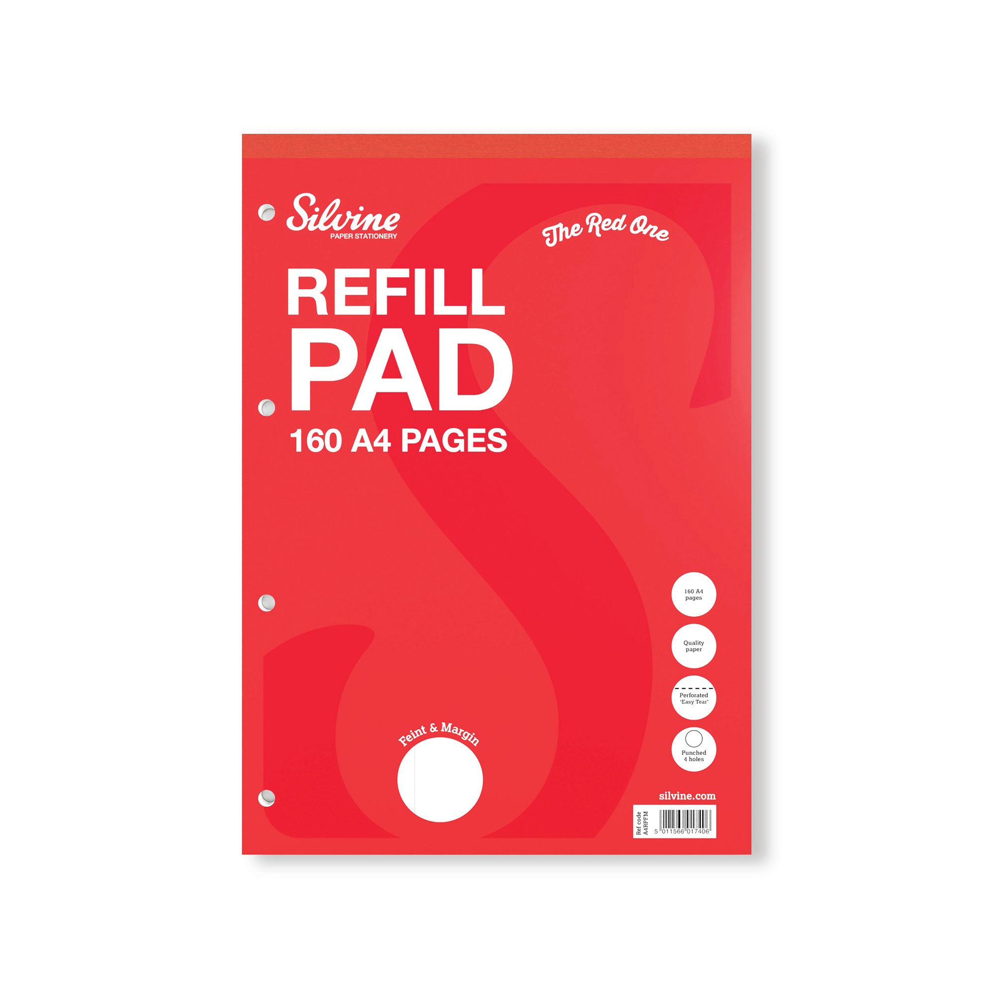 SILVINE HB PUNCHED REFILL PAD A4 PK6