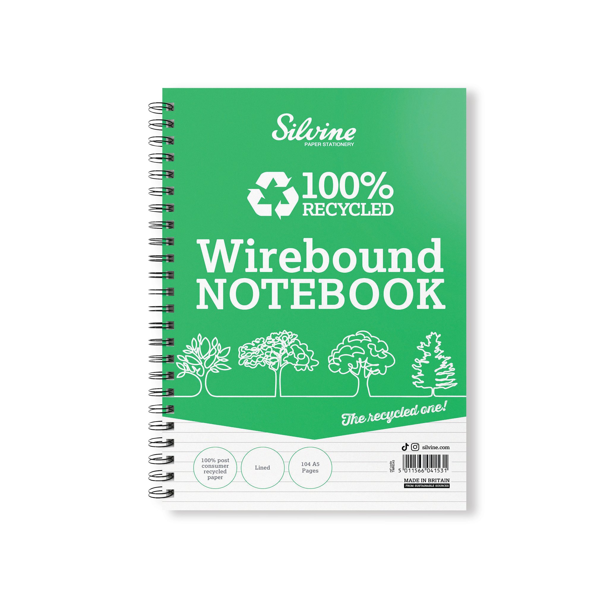 SILVINE RECYC WIREBOUND NTBK A5 PK12