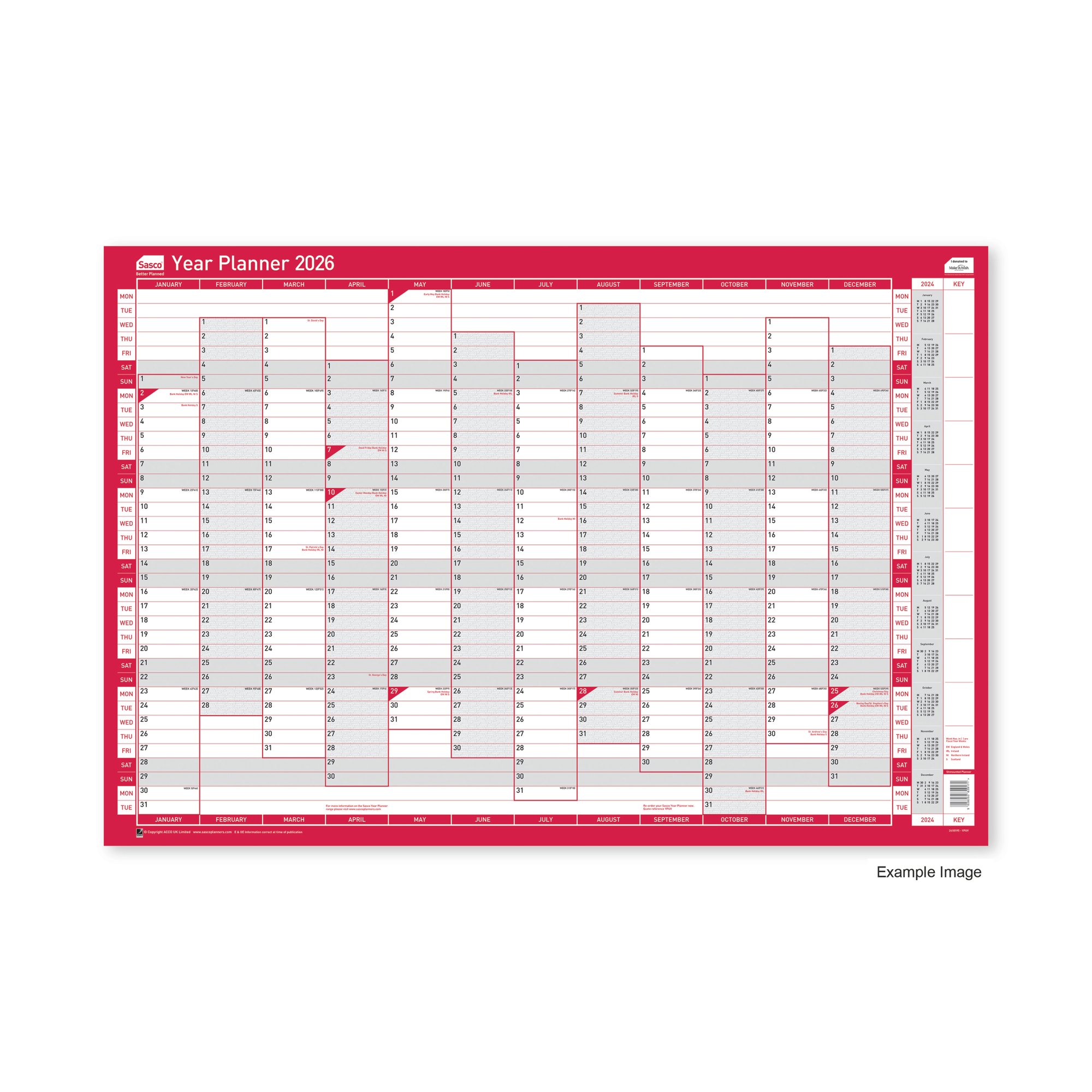 SASCO YEAR PLANNER VERT UNMTD 2026