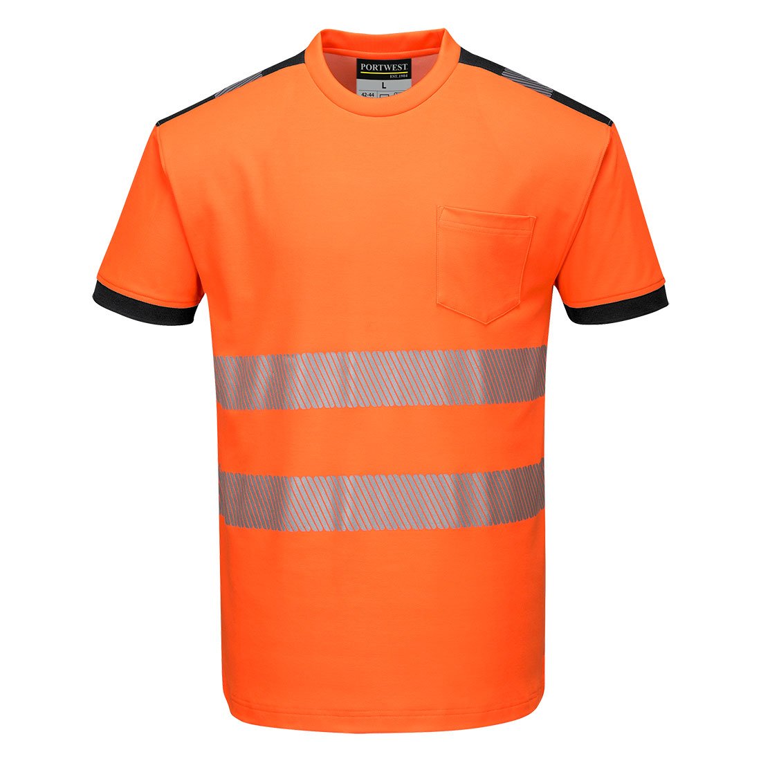 PW3 HI-VIS C/C T-SHIRT S/S ORG/BLK M