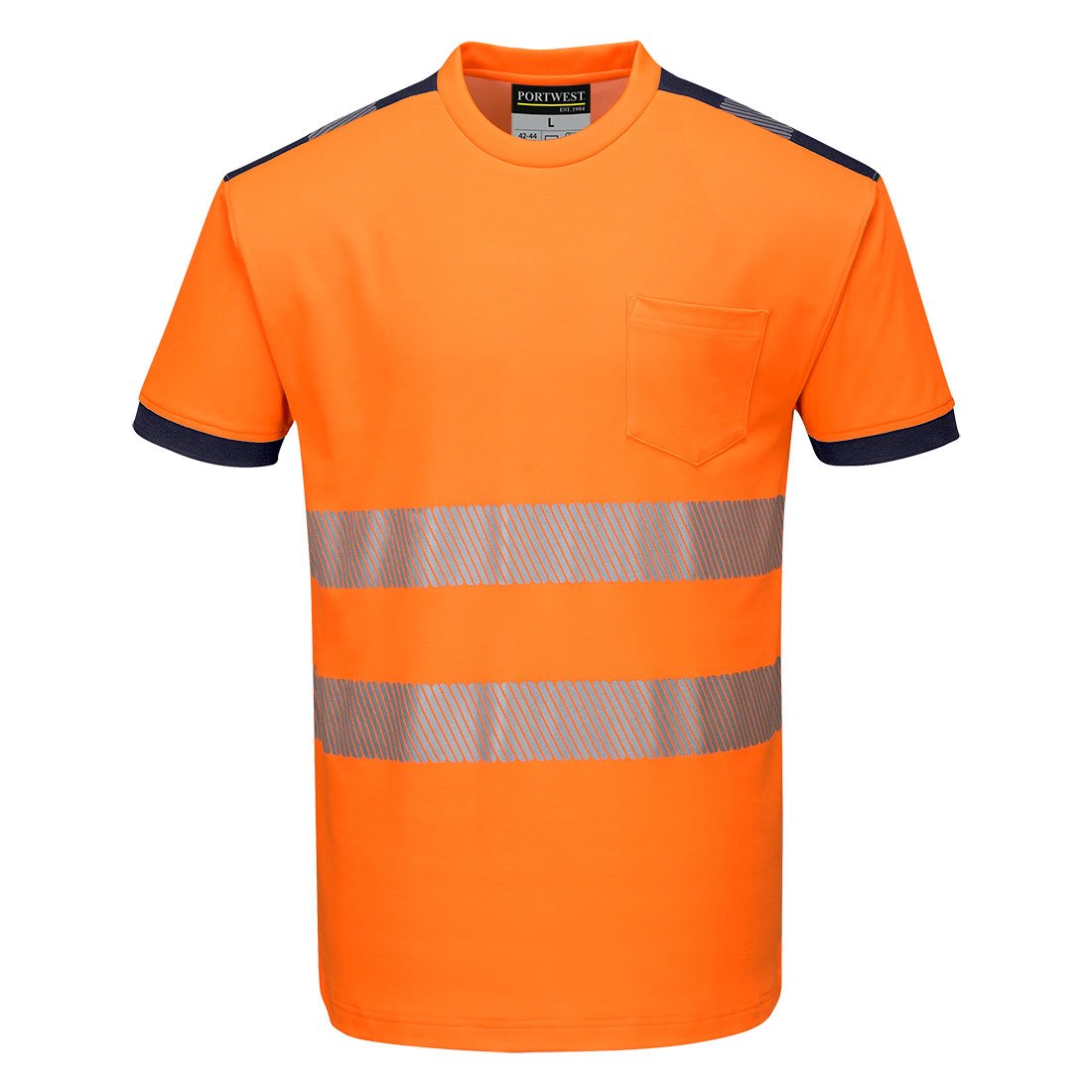 PW3 HIVIS C/C T-SHIRT S/S OG/NVY XXL