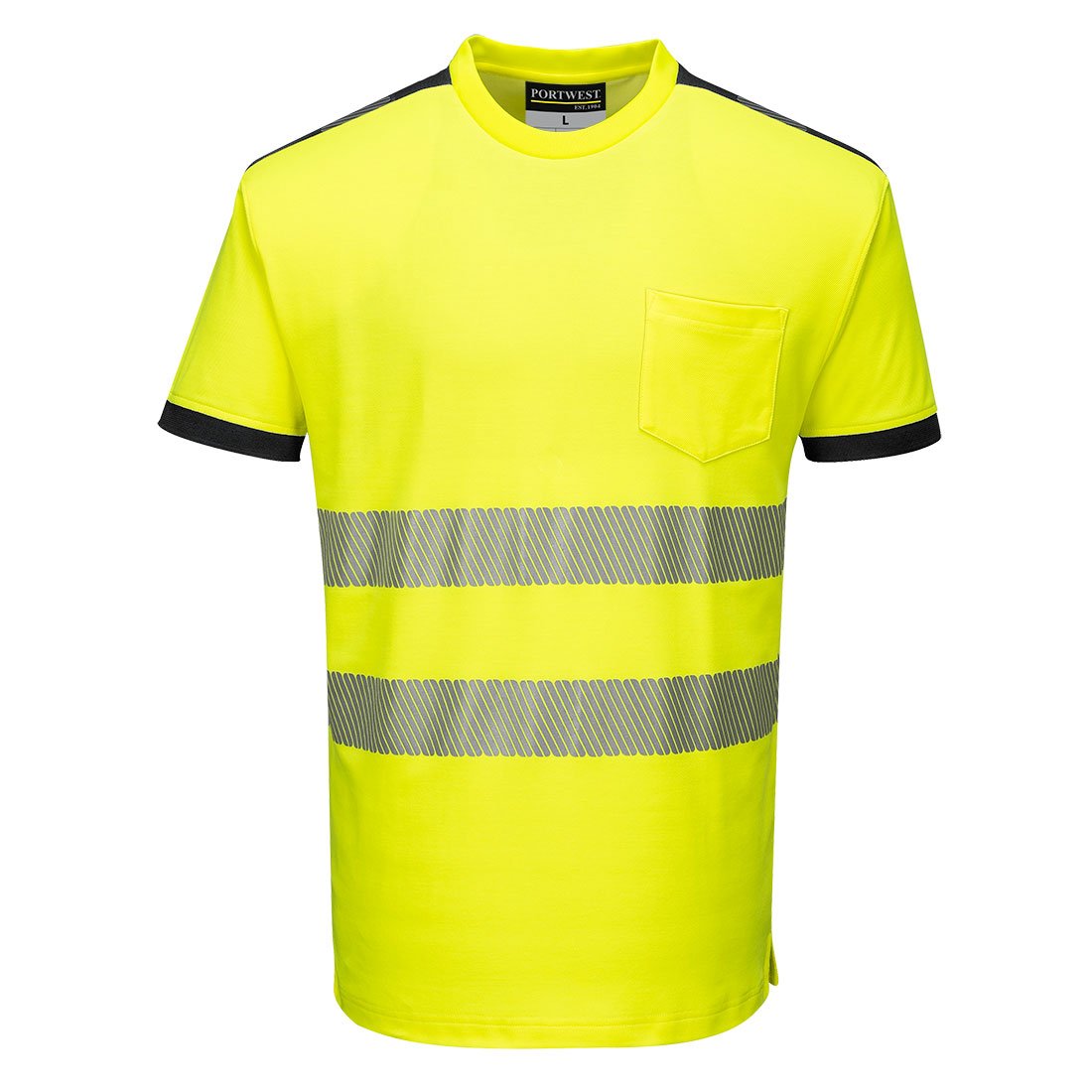 PW3 HI-VIS C/C T-SHIRT S/S YW/BLK XL