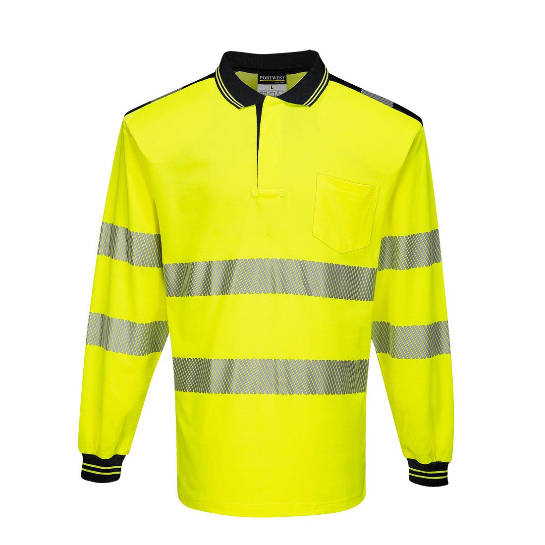 PW3 HI-VIS C/C POLO L/S YLW/BLK 4XL