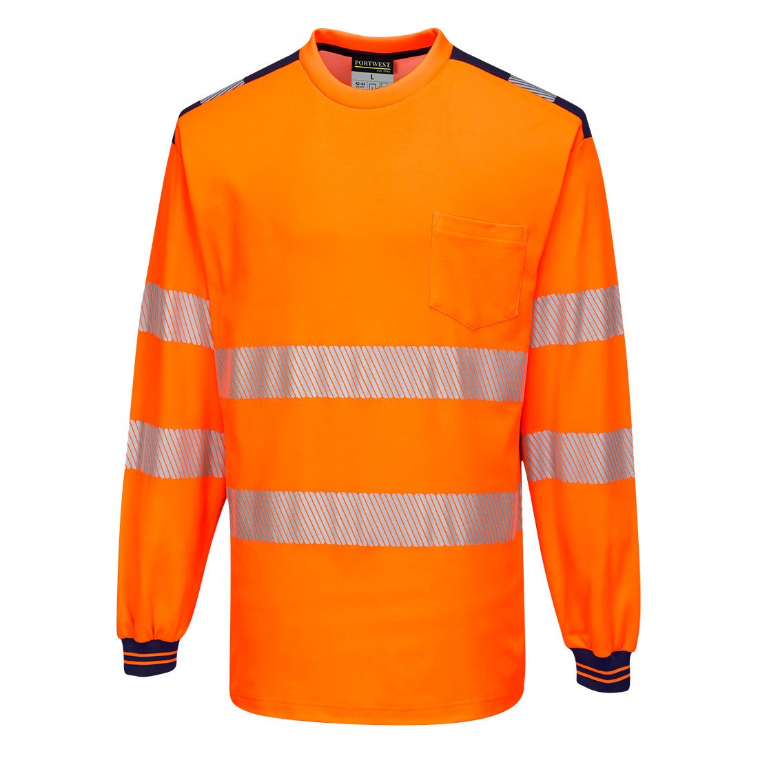 PW3 HI-VIS C/C T-SHIRT LS OG/NVY XXL