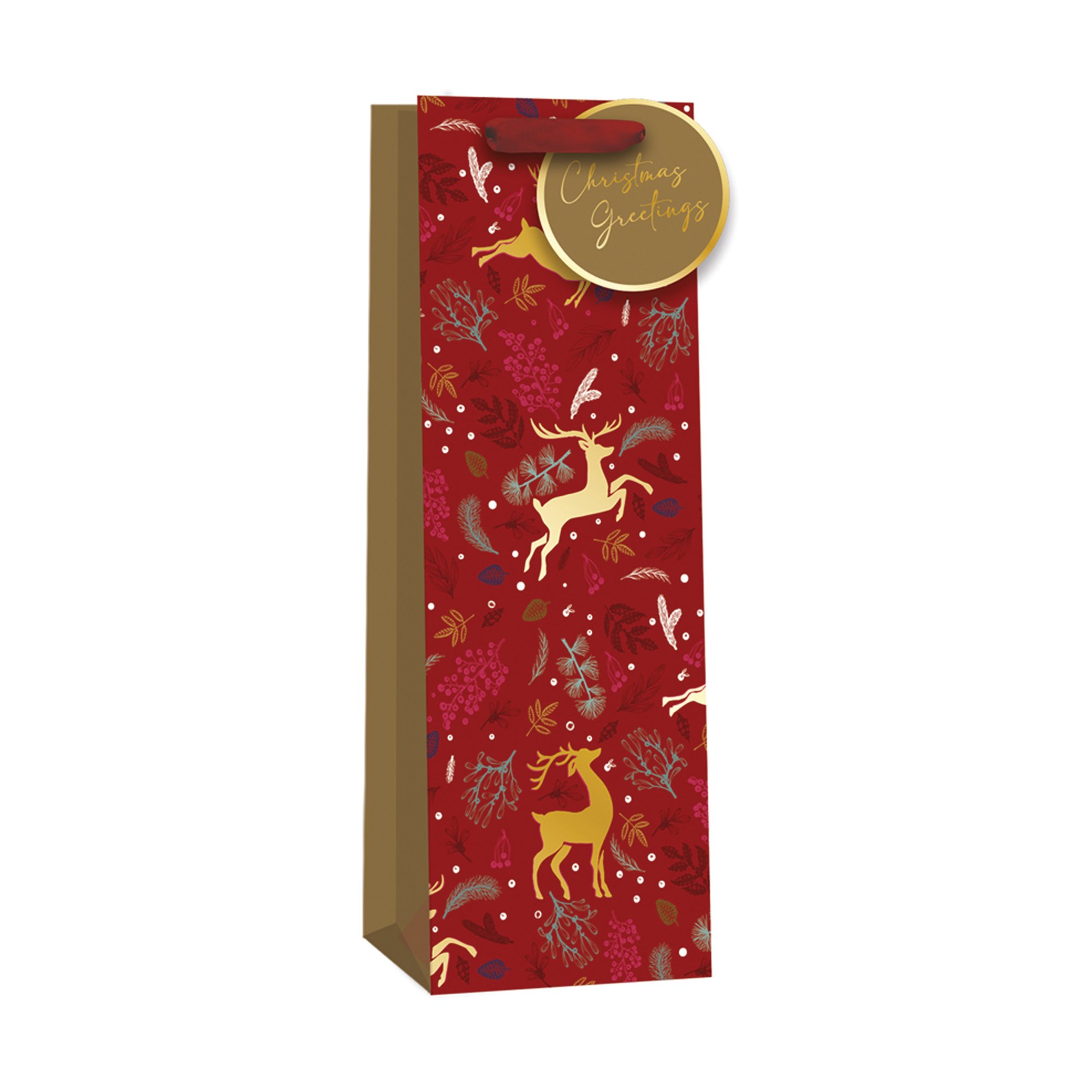 XMAS REINDEER BOTTLE GIFT BAG PK6