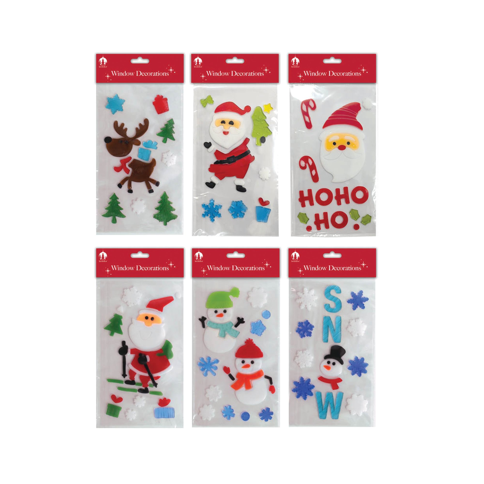 XMAS HOME DEC WINDOW GELS PK12
