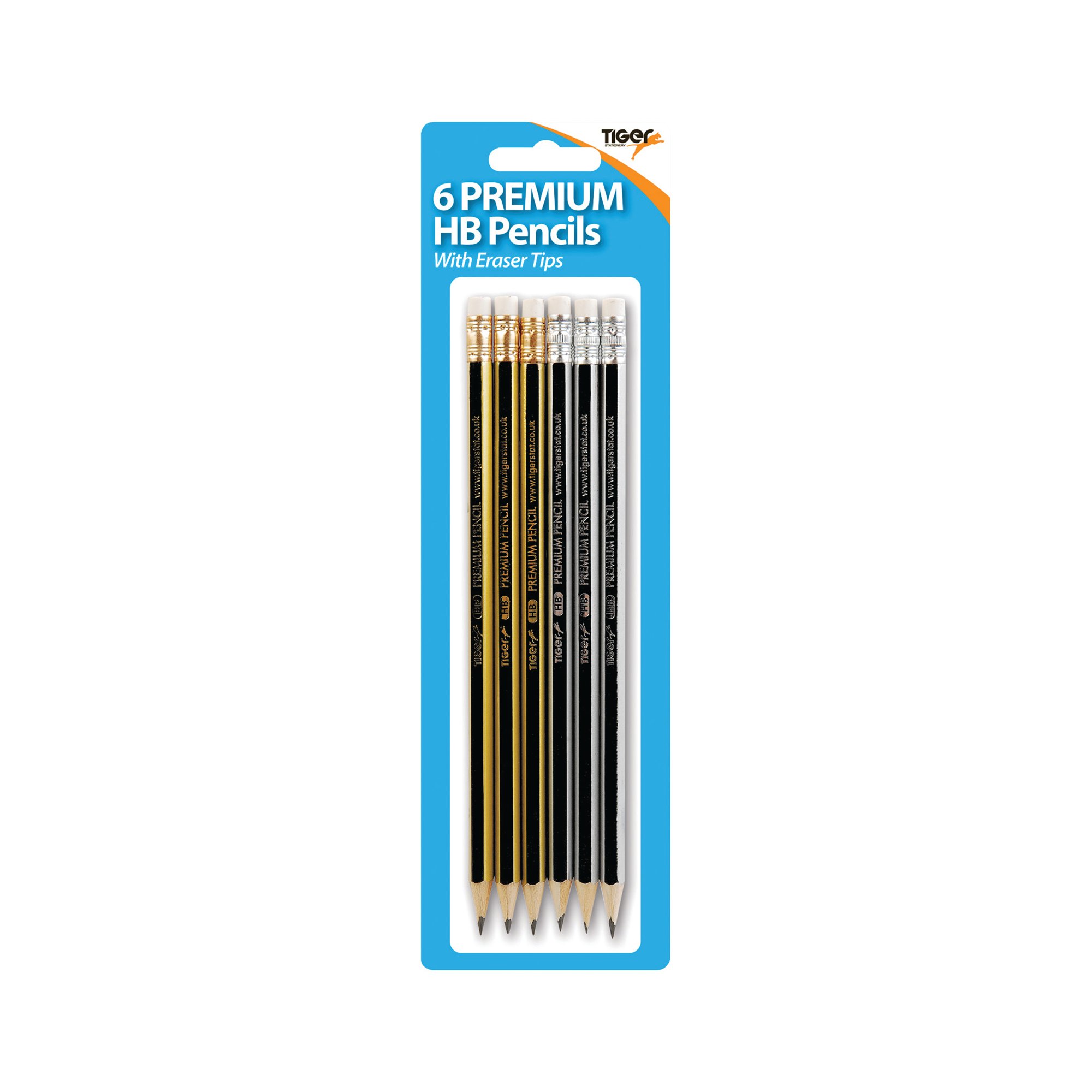 TIGER HB PENCILS +ERASER TIP X6 PK12
