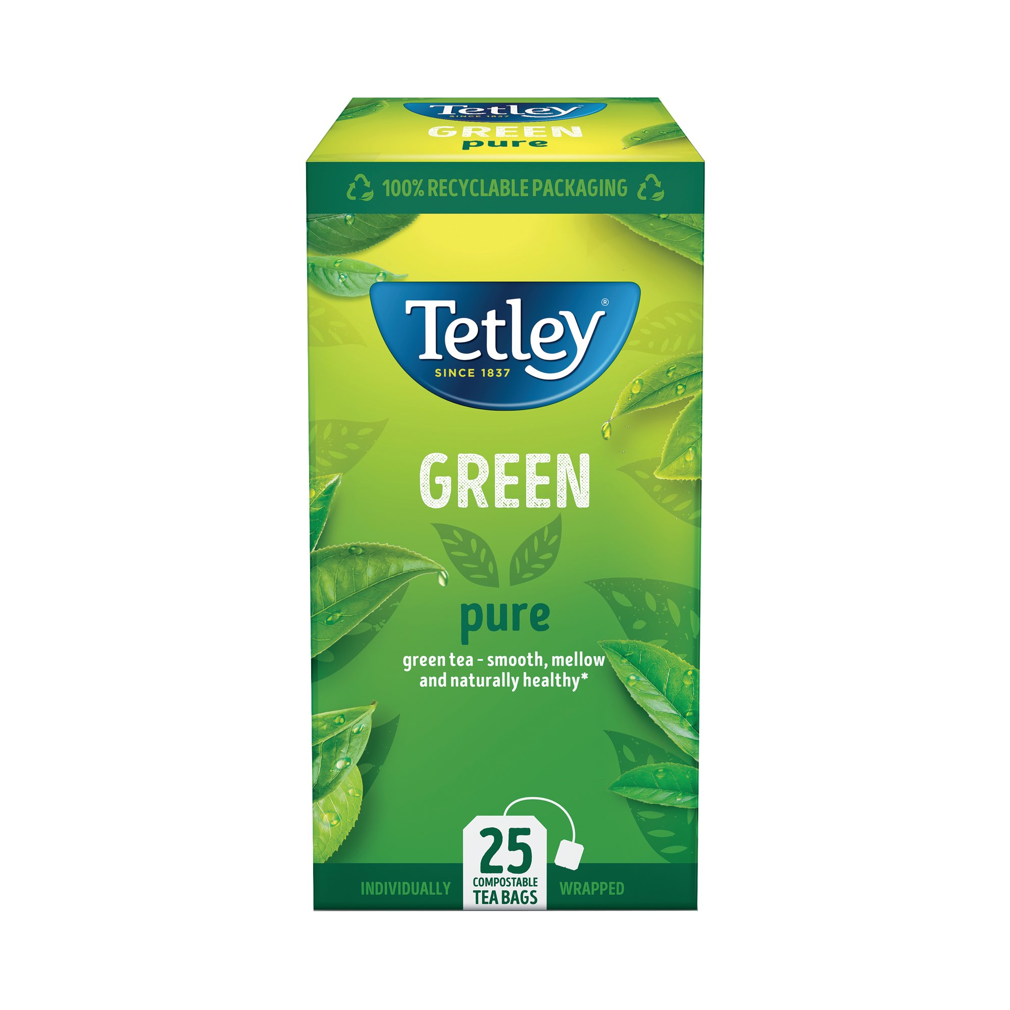 TETLEY PURE GREEN TEA BAGS PK25