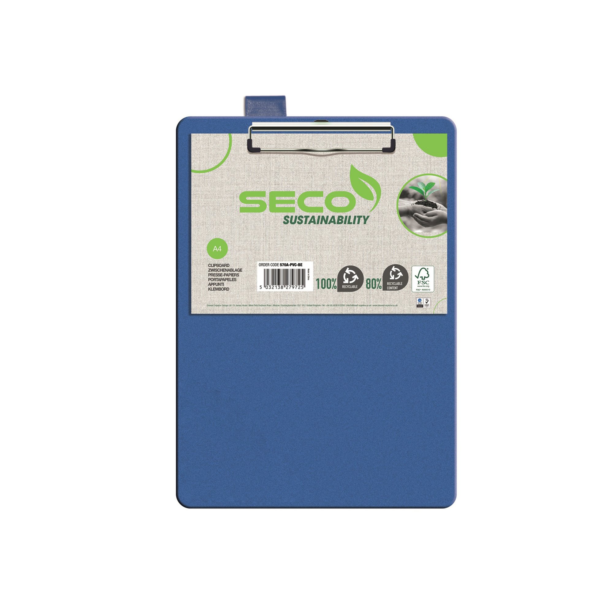 SECO CLIPBOARD A4 PLUS PVC BLUE