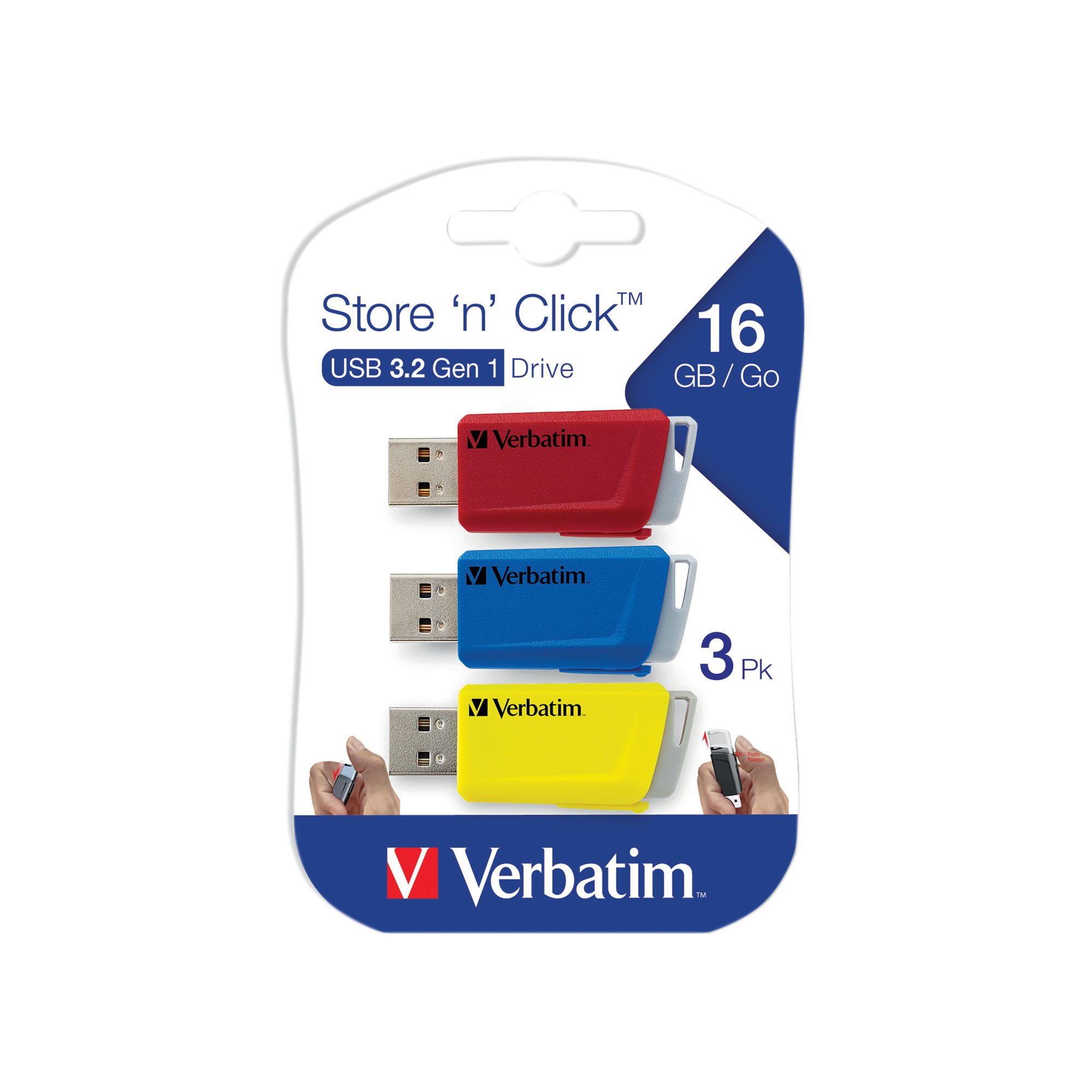 VERBATIM STRE/CLICK USB 16GB PK3