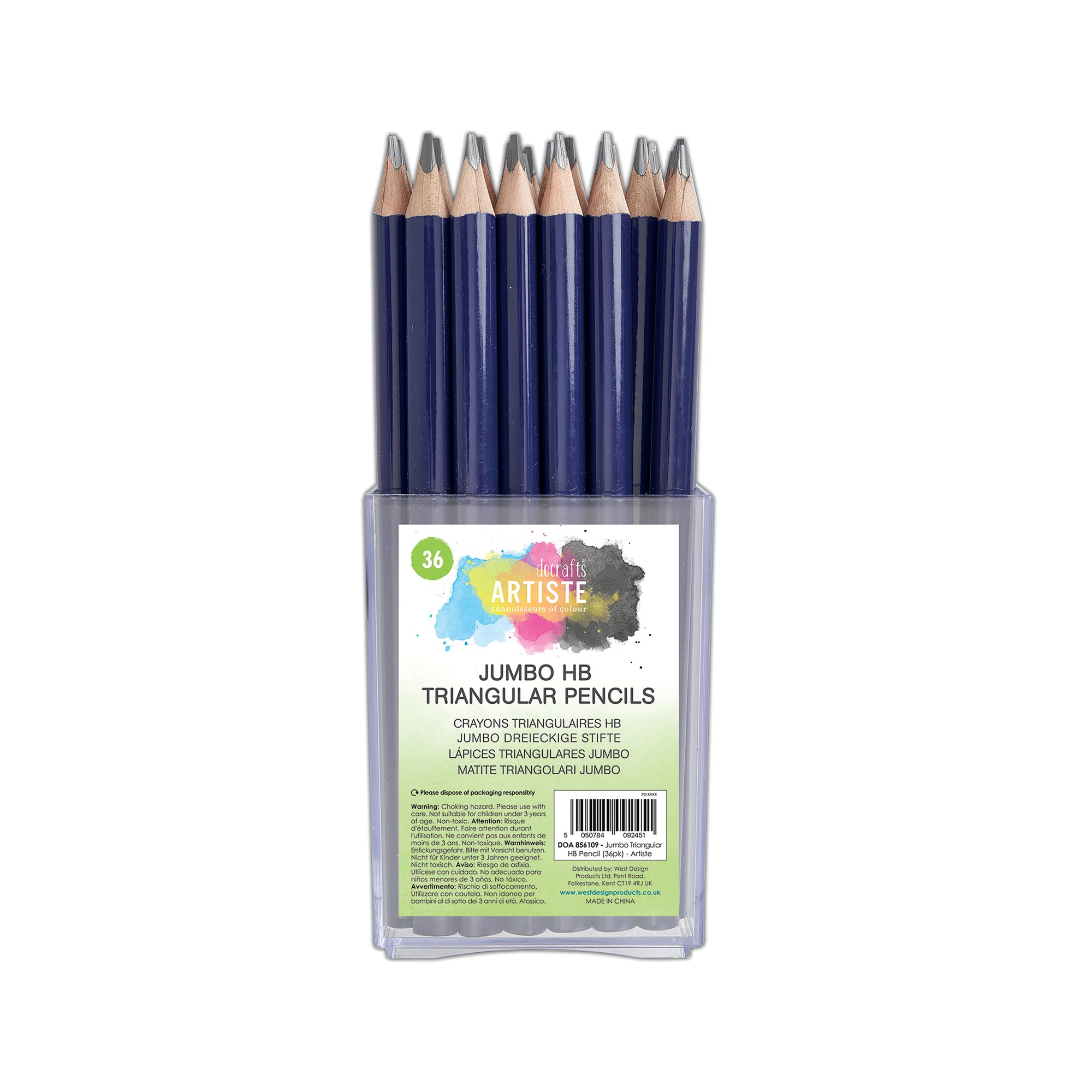ARTISTE JUMBO TRI HB PENCIL TUB PK36