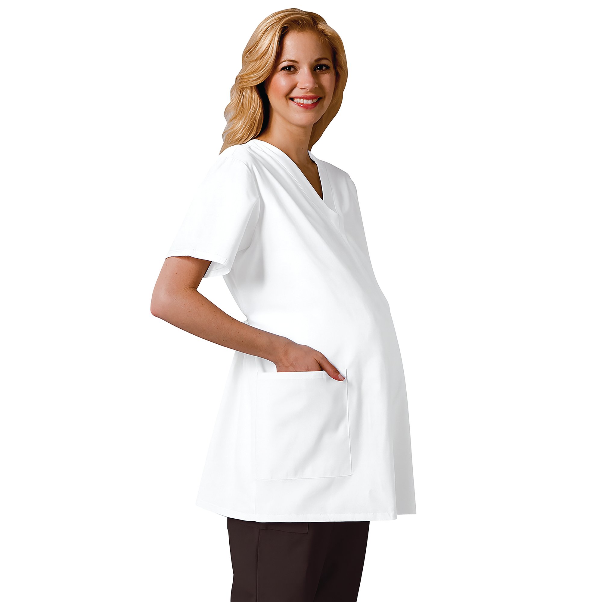MATERNITY SCRUB TOP WHITE S