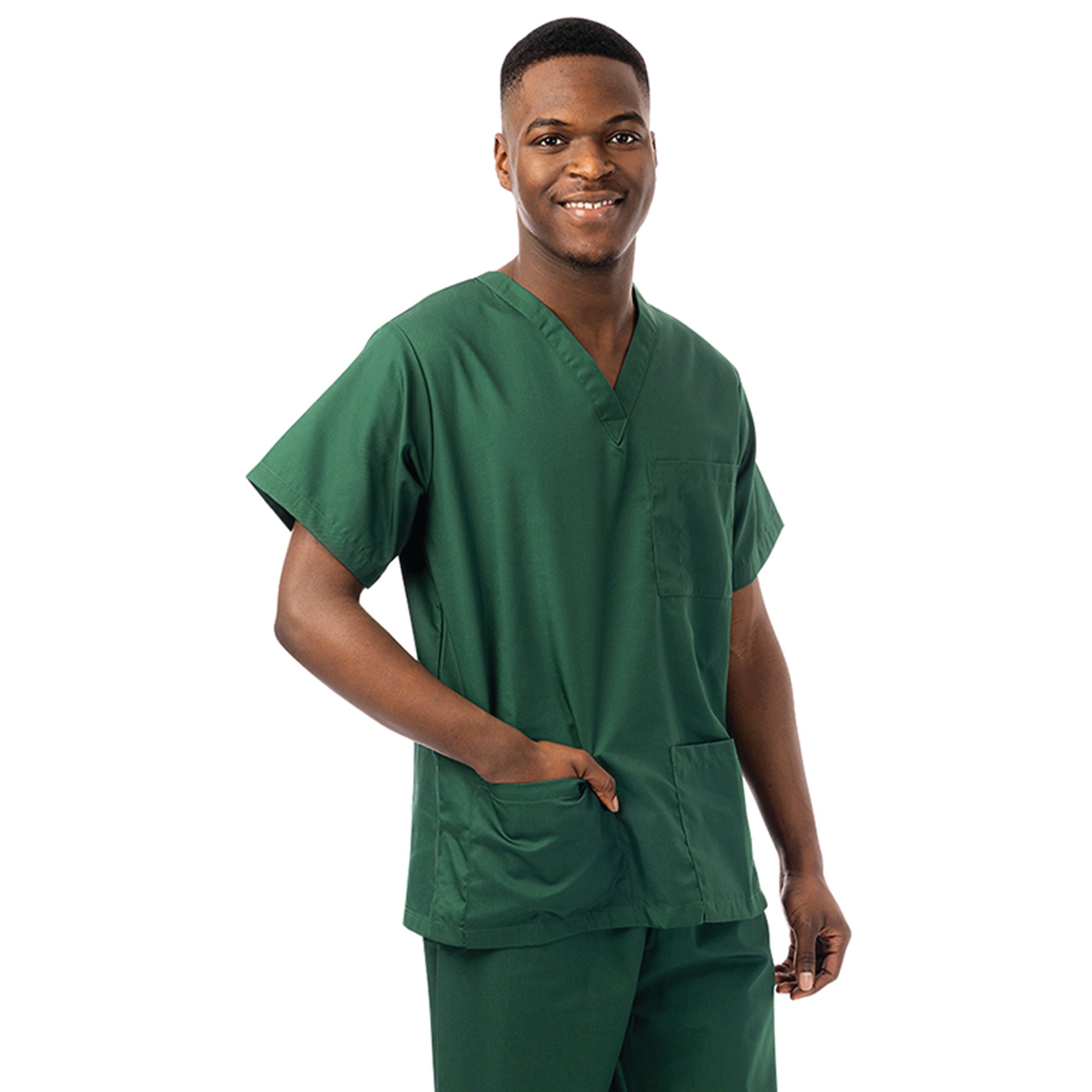 UNISEX SCRUB V-NECK TOP BT GRN 2XL