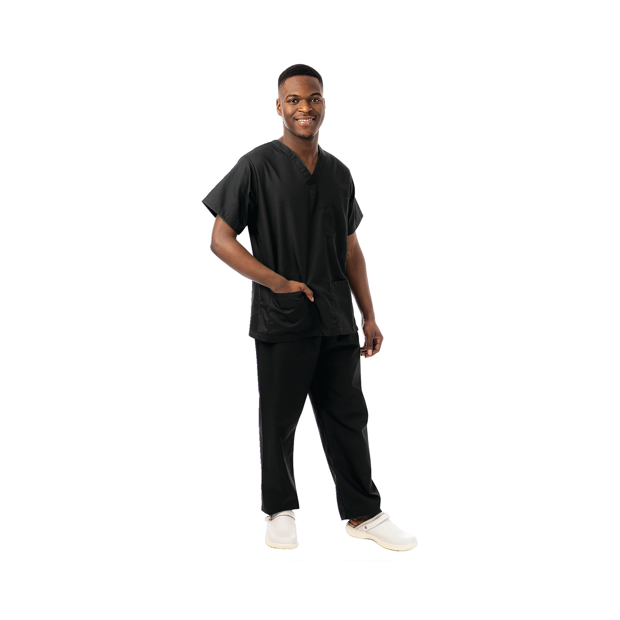 UNISEX SCRUB V-NECK TOP BLACK M