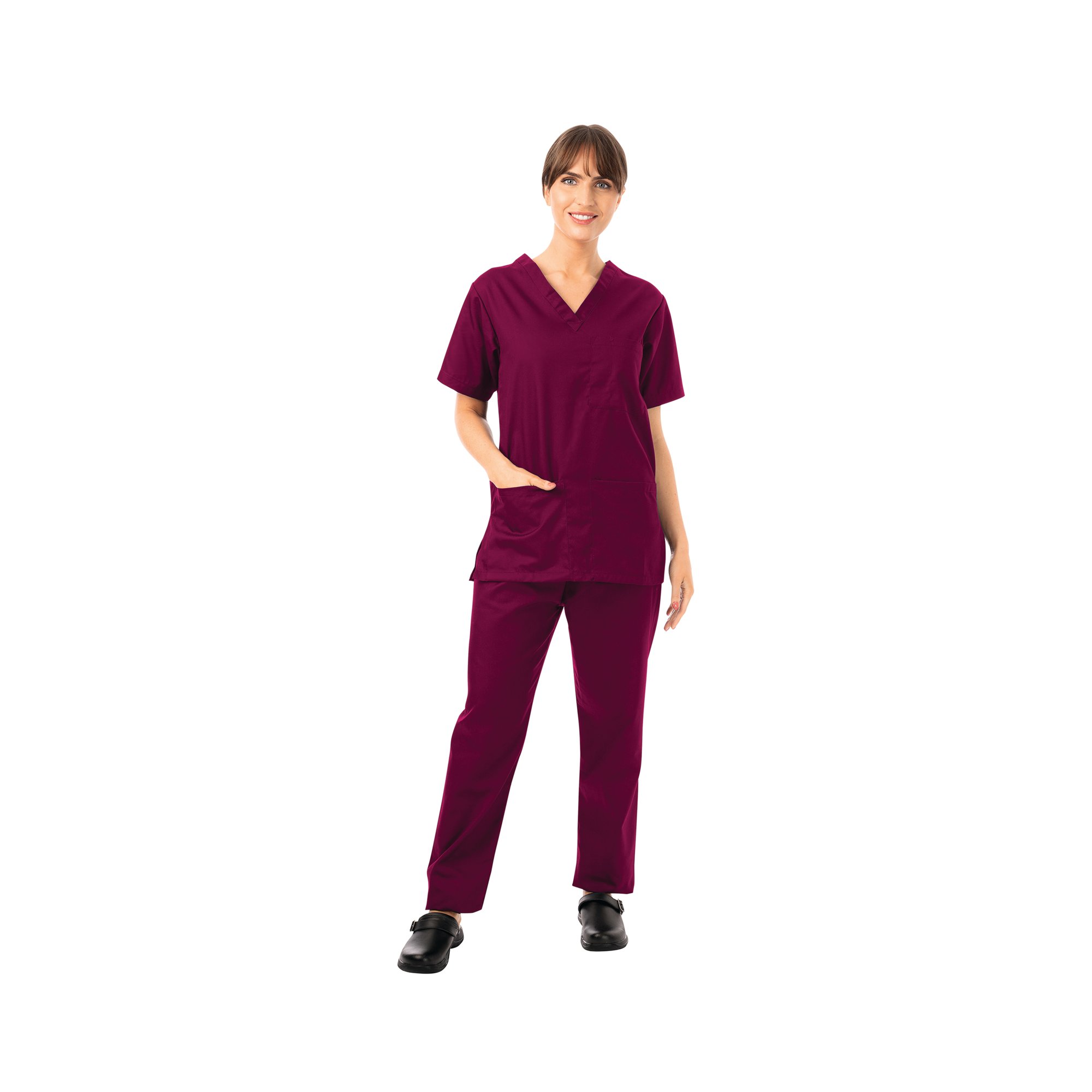 UNISEX SCRUB V-NECK TOP MAROON XS