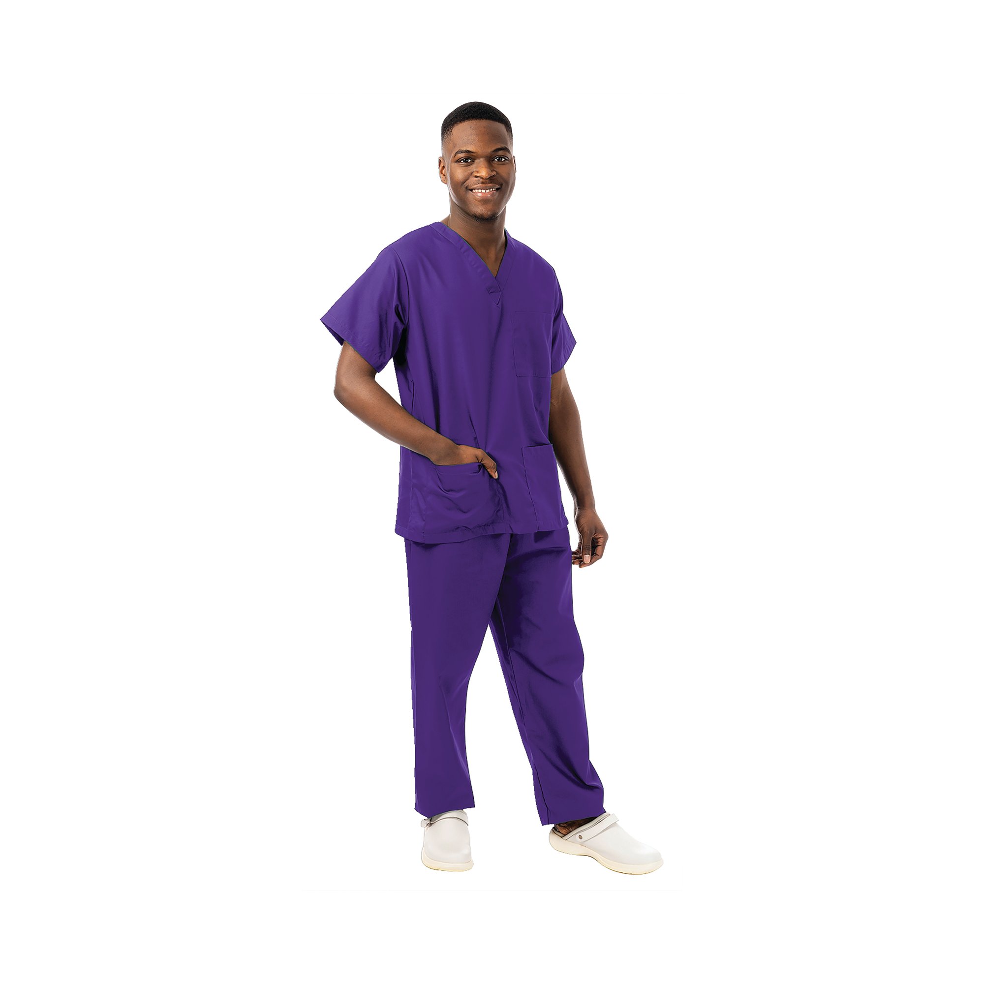 UNISEX SCRUB V-NECK TOP PURPLE S