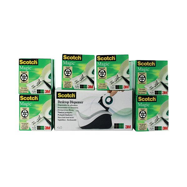 Scotch Magic Tape 810 19mm x 33m (Pack of 16) with Free Dispenser 8-1933R16060 Scotch Magic Tape 810 19mm x 33m (Pack of 16) with Free Dispenser 8-1933R16060