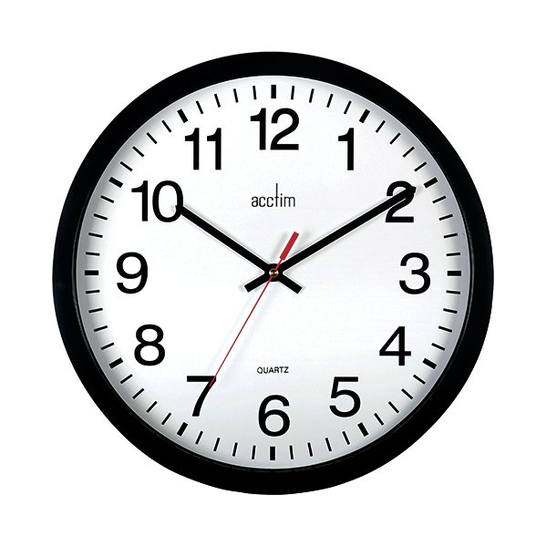 Acctim Controller Silent Sweep Wall Clock 368mm Black 93/704B Acctim Controller Silent Sweep Wall Clock 368mm Black 93/704B
