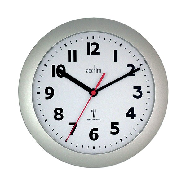 Acctim Silver Parona Radio Controlled Plastic Wall Clock 74317 Acctim Silver Parona Radio Controlled Plastic Wall Clock 74317
