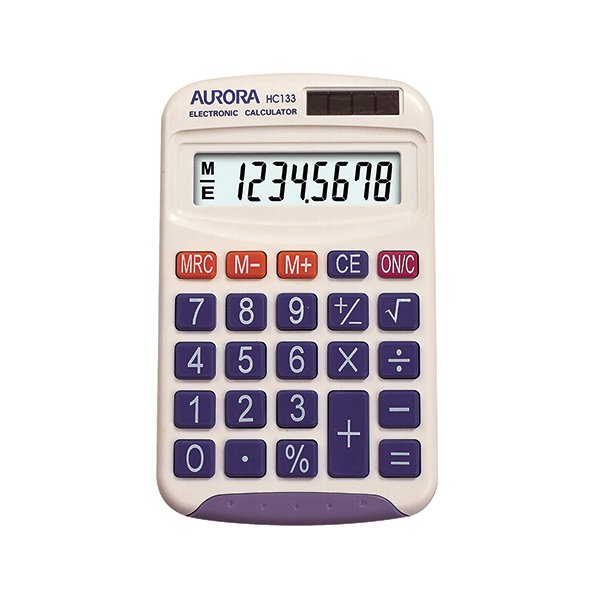 Aurora 8 Digit Pocket Calculator White HC133 Aurora 8 Digit Pocket Calculator White HC133