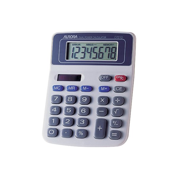 Aurora White/Blue 8-digit Semi-Desk Calculator DT210 Aurora White/Blue 8-digit Semi-Desk Calculator DT210