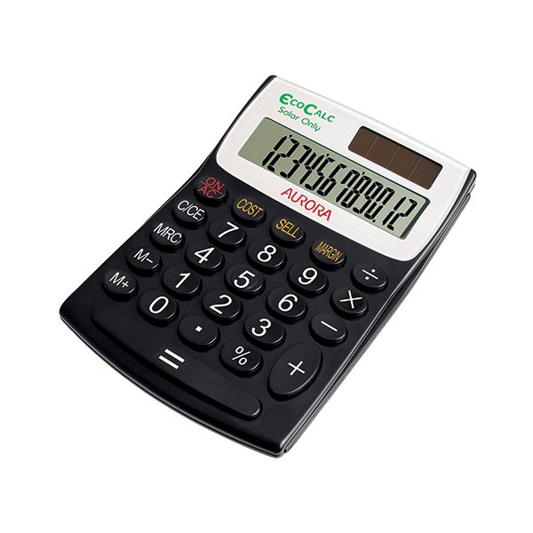 Aurora Black /White 12-Digit Semi-Desk Calculator EC404 Aurora Black /White 12-Digit Semi-Desk Calculator EC404