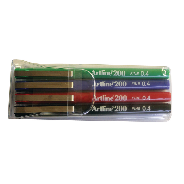 Artline 200 Fineliner Assorted (Pack of 4) EK200 Artline 200 Fineliner Assorted (Pack of 4) EK200