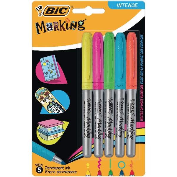 Bic Permanent Markers Fine Colour Intense Assorted 942865 Bic Permanent Markers Fine Colour Intense Assorted 942865
