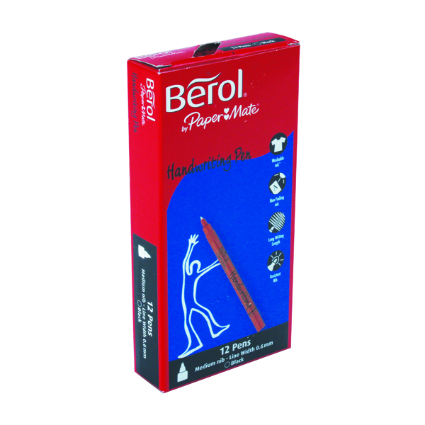 Berol Handwriting Black Pen (Pack of 12) S0378680 Berol Handwriting Black Pen (Pack of 12) S0378680