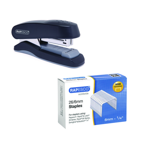 Rapesco Flat Clinch Half Strip Stapler Black FOC 6mm 26/6 Staples (Pack of 5000) HT810930 Rapesco Flat Clinch Half Strip Stapler Black FOC 6mm 26/6 Staples (Pack of 5000) HT810930