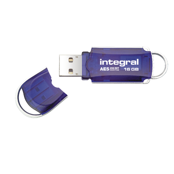 Integral Courier FIPS 197 Encrypted USB 16Gb Flash Drive Blue INFD16GBCOUAT Integral Courier FIPS 197 Encrypted USB 16Gb Flash Drive Blue INFD16GBCOUAT