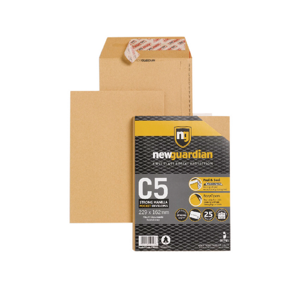 New Guardian Envelope C5 130gsm Peel and Seal Easy Open Plain Manilla (Pack of 25) 16-BUK-005 New Guardian Envelope C5 130gsm Peel and Seal Easy Open Plain Manilla (Pack of 25) 16-BUK-005