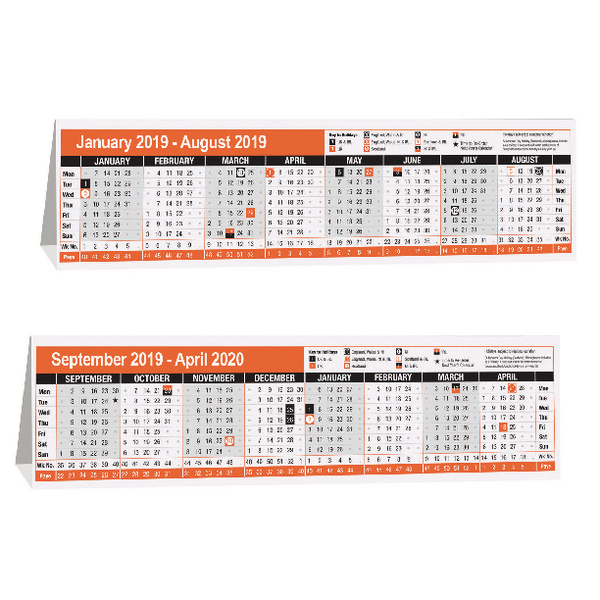 16 Month Calendar Desktop 280x80mm 2019 KF3004019 16 Month Calendar Desktop 280x80mm 2019 KF3004019
