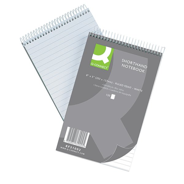 Q-Connect Shorthand Notebook Feint Ruled 203x127mm 300 Pages (Pack of 10) 31002 Q-Connect Shorthand Notebook Feint Ruled 203x127mm 300 Pages (Pack of 10) 31002