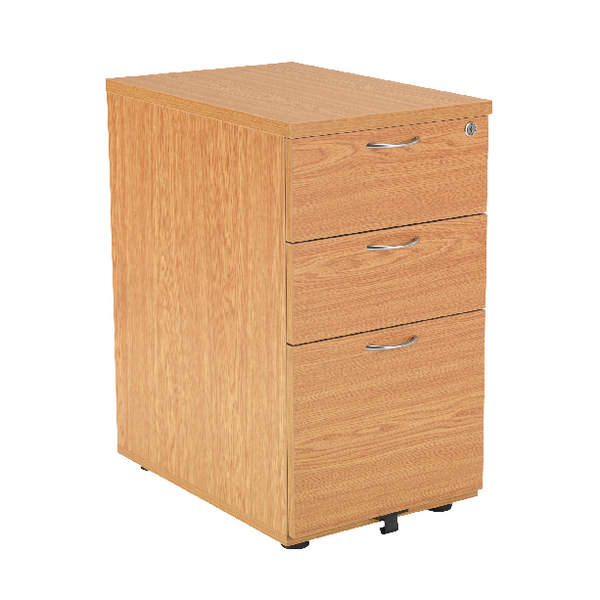 First Desk high Pedestal 3 Drawer 600mm Deep Oak KF74910 First Desk high Pedestal 3 Drawer 600mm Deep Oak KF74910