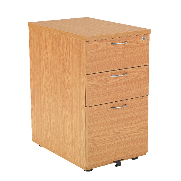 First Desk High Pedestal 3 Drawer 800mm Deep Oak KF74912 First Desk High Pedestal 3 Drawer 800mm Deep Oak KF74912