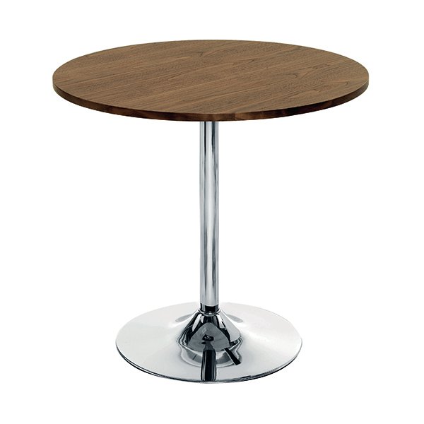 Arista Walnut/Chrome 800mm Small Bistro Trumpet Table KF838318 Arista Walnut/Chrome 800mm Small Bistro Trumpet Table KF838318