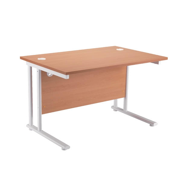First Rectangular Cantilever Desk 1200mm Beech with White Leg KF838897 First Rectangular Cantilever Desk 1200mm Beech with White Leg KF838897