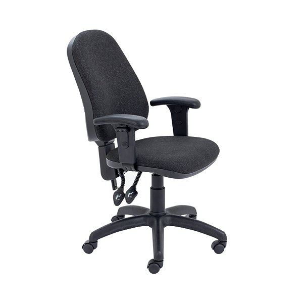First High Back Operators Chair Charcoal with Adjustable Arms KF839244 First High Back Operators Chair Charcoal with Adjustable Arms KF839244