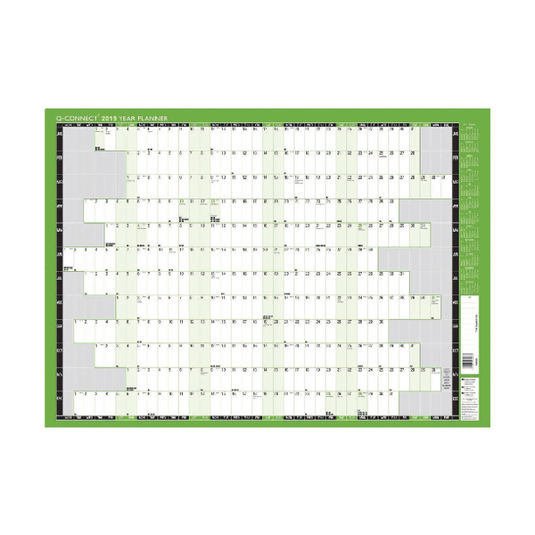 Q-Connect Oversized Year Planner 1000x610mm 2019 KFLYPU19 Q-Connect Oversized Year Planner 1000x610mm 2019 KFLYPU19