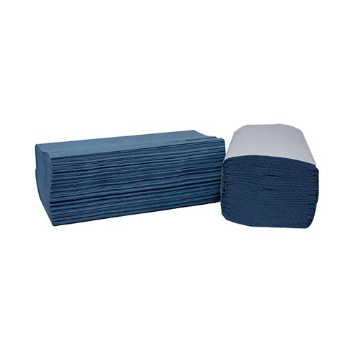 2Work 1-Ply I-Fold Hand Towels Blue 20 x 180 Sheets (Pack of 3600) 2W70104