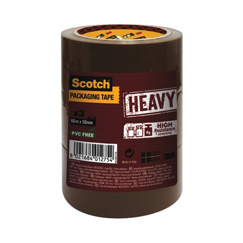 Scotch+Packaging+Tape+Heavy+50mmx66m+Brown+%28Pack+of+3%29+HV.5066.T3.B