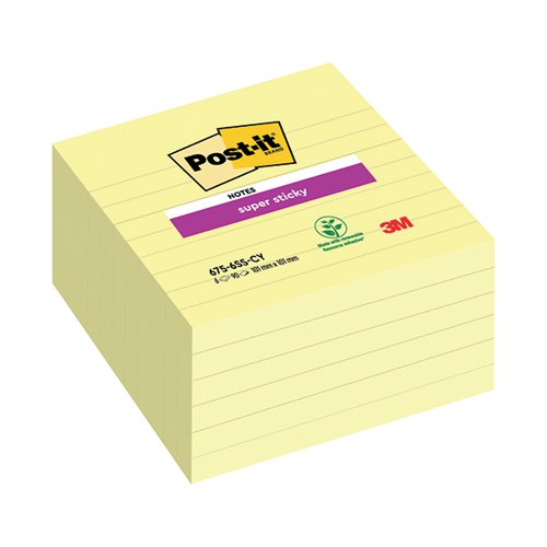 Super Sticky Extra Large Lined Post-it Notes 101 x 101mm Canary Yellow 90  Sheets - Paper Supplies - Books, Pads &amp; Albums - Repositional Notes  - 3M99883