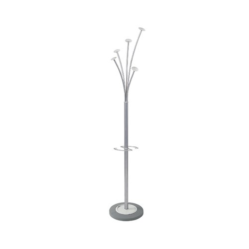 Alba Festival Coat Stand Silver/White - (High capacity coat stand with umbrella holder) PMFESTY2BC