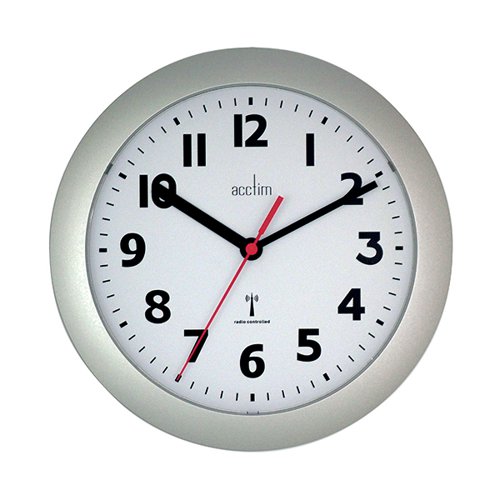 Acctim Parona Radio Controlled Plastic Wall Clock Silver 74317