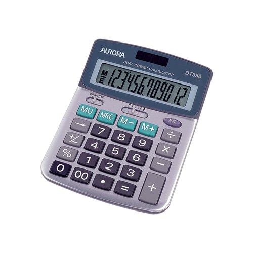 Aurora Silver/Grey 12-Digit Semi-Desk Calculator DT398
