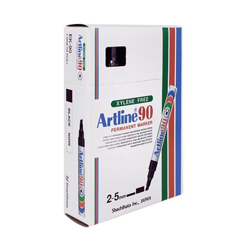 Artline 90 Chisel Tip Permanent Marker Black (Pack of 12) A901