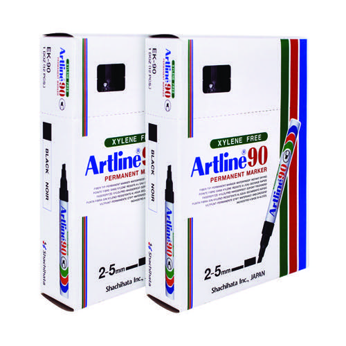 Artline 90 Chisel Tip Permanent Marker Black (Pack of 12) A901 Buy one get one free