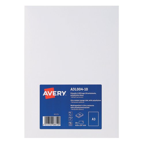 Avery Permanent Display Labels A3 (Pack of 10) A3L004-10