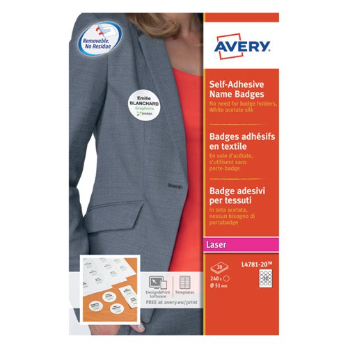 Avery Self-Adhesive Name Badges (Pack of 240) L4781-20